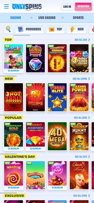 Onlyspins Spielangebot